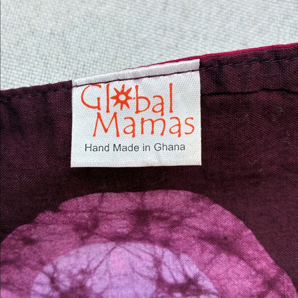 Global Mamas Handmade Ghana Batik Style Reversible Cotton Scarf Purple Pink EUC - Picture 3 of 6